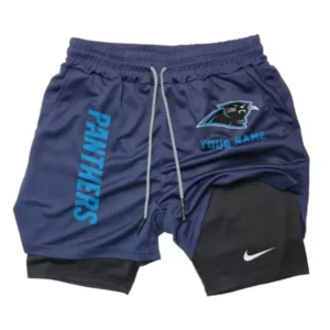 Carolina Panthers Men Outdoor Casual Training Sports Shorts 2-in-1 Double-Layer Shorts AMCCLG000460