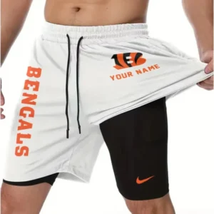Cincinnati Bengals Men Outdoor Casual Training Sports Shorts 2-in-1 Double-Layer Shorts AMCCLG000462