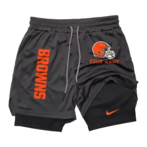 Cleveland Browns Men Outdoor Casual Training Sports Shorts 2-in-1 Double-Layer Shorts AMCCLG000463