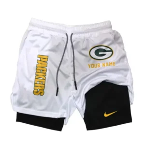 Green Bay Packers Men Outdoor Casual Training Sports Shorts 2-in-1 Double-Layer Shorts AMCCLG000467