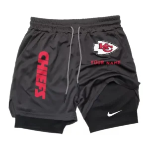 Kansas City Chiefs Men Outdoor Casual Training Sports Shorts 2-in-1 Double-Layer Shorts AMCCLG000471