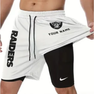 Las Vegas Raiders Men Outdoor Casual Training Sports Shorts 2-in-1 Double-Layer Shorts AMCCLG000472