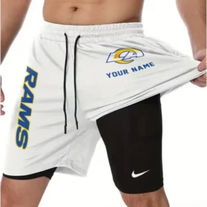 Los Angeles Rams Men Outdoor Casual Training Sports Shorts 2-in-1 Double-Layer Shorts AMCCLG000474