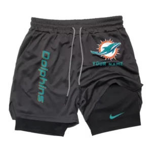 Miami Dolphins Men Outdoor Casual Training Sports Shorts 2-in-1 Double-Layer Shorts AMCCLG000475