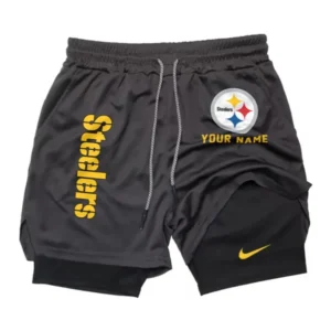 Pittsburgh Steelers Men Outdoor Casual Training Sports Shorts 2-in-1 Double-Layer Shorts AMCCLG000482
