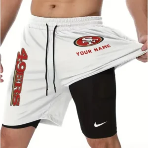 San Francisco 49ers Men Outdoor Casual Training Sports Shorts 2-in-1 Double-Layer Shorts AMCCLG000483