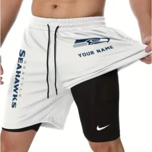 Seattle Seahawks Men Outdoor Casual Training Sports Shorts 2-in-1 Double-Layer Shorts AMCCLG000484