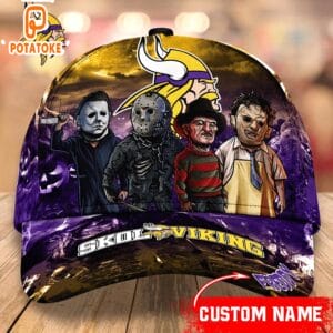 Minnesota Vikings Personalized Trending Cap Mixed Horror Movie Characters AMCACS000249