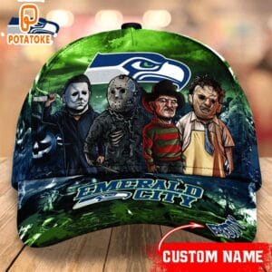 Seattle Seahawks Personalized Trending Cap Mixed Horror Movie Characters AMCACS000266