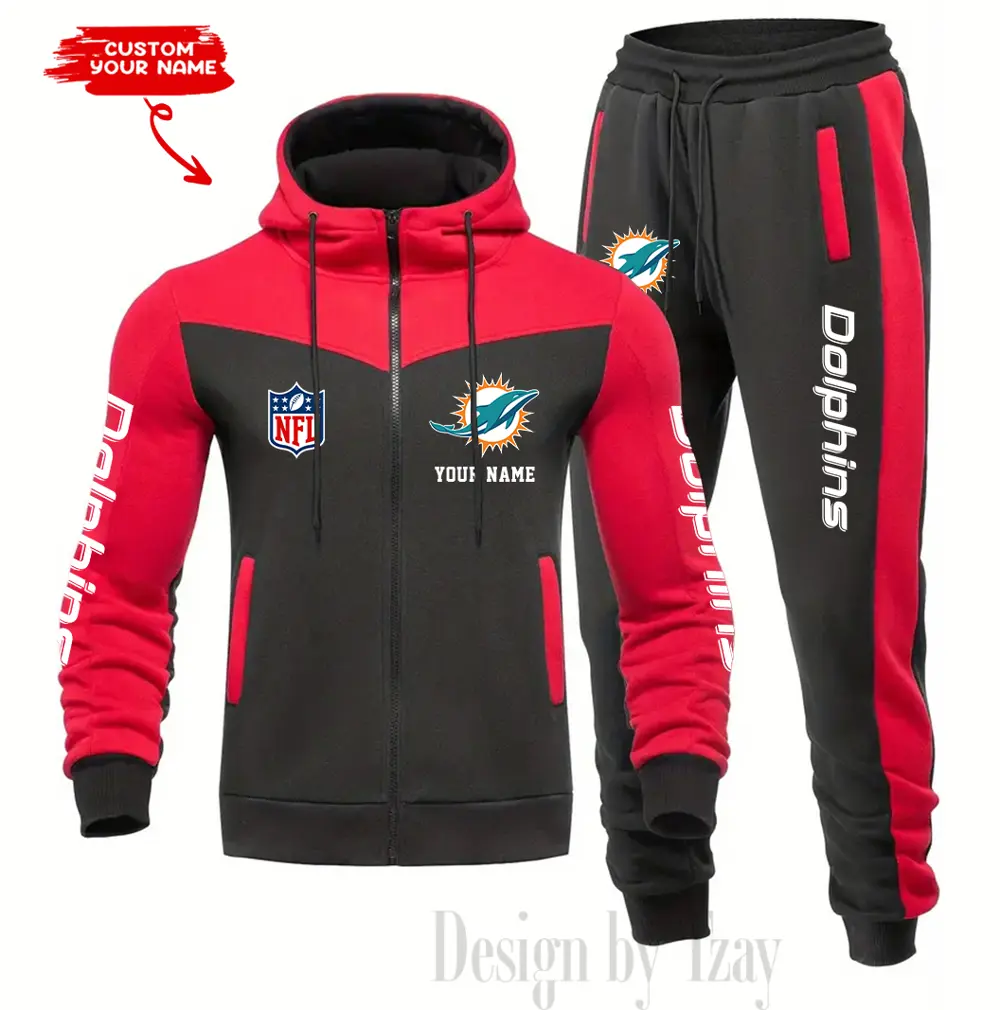 Miami Dolphins Customized Drawstring Hooded Tracksuit AMCCLG000886 - Image 2