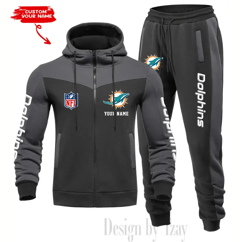 Miami Dolphins Customized Drawstring Hooded Tracksuit AMCCLG000886 - Image 4