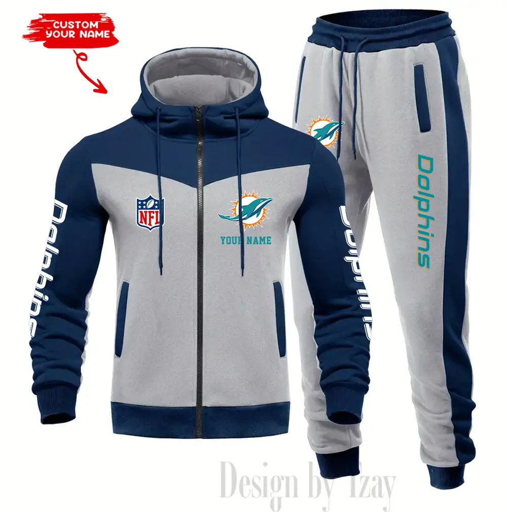 Miami Dolphins Customized Drawstring Hooded Tracksuit AMCCLG000886 - Image 5