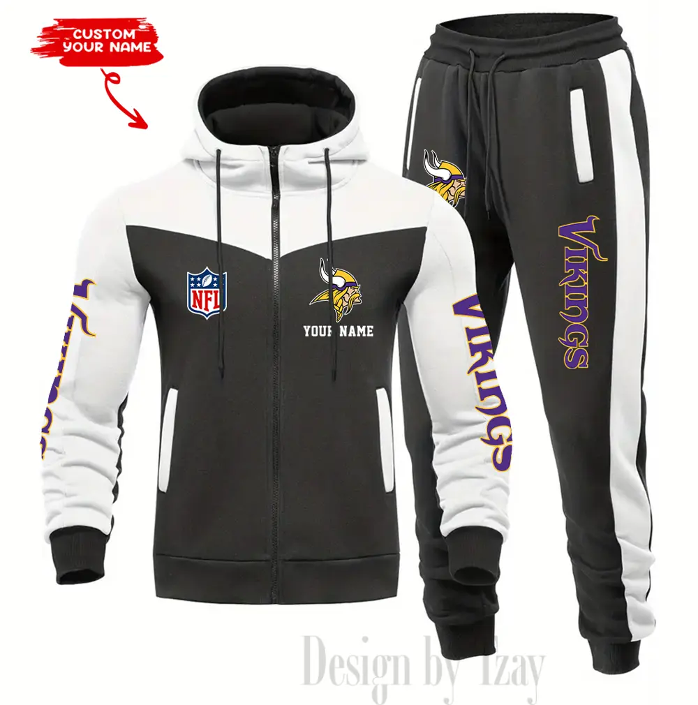 Minnesota Vikings Customized Drawstring Hooded Tracksuit AMCCLG000889