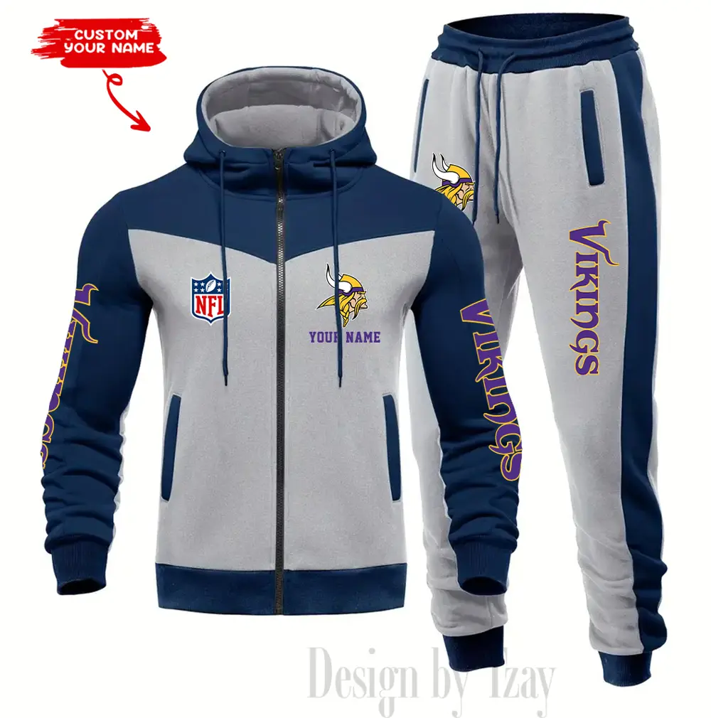 Minnesota Vikings Customized Drawstring Hooded Tracksuit AMCCLG000889 - Image 2