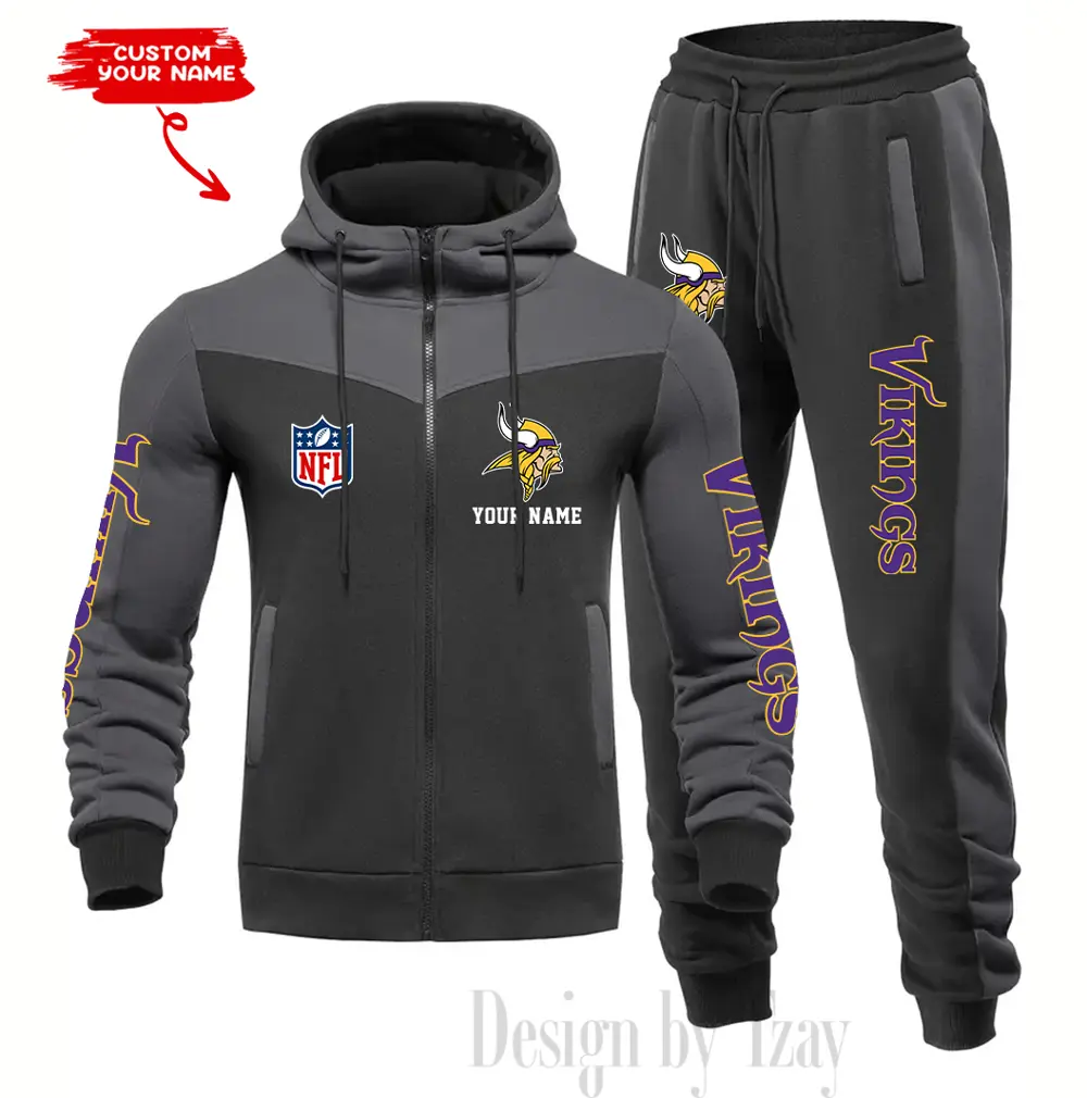 Minnesota Vikings Customized Drawstring Hooded Tracksuit AMCCLG000889 - Image 3