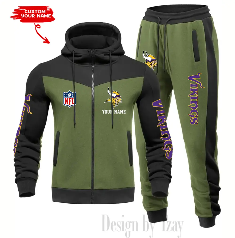 Minnesota Vikings Customized Drawstring Hooded Tracksuit AMCCLG000889 - Image 4