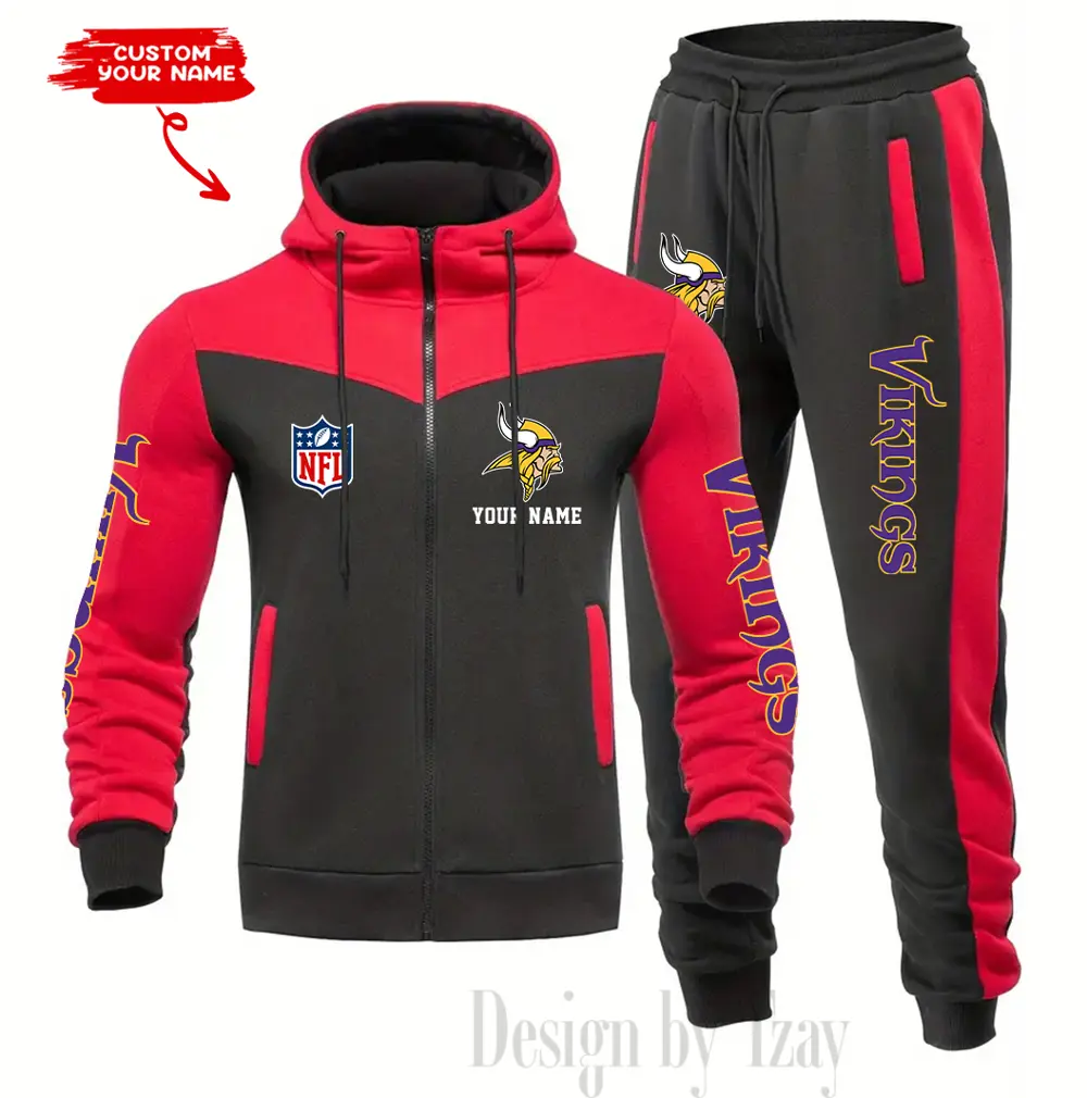 Minnesota Vikings Customized Drawstring Hooded Tracksuit AMCCLG000889 - Image 5