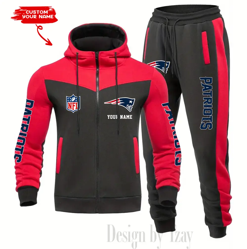 New England Patriots Customized Drawstring Hooded Tracksuit AMCCLG000892 - Image 2
