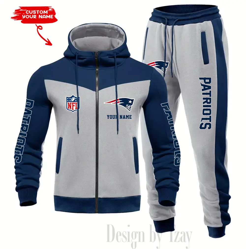 New England Patriots Customized Drawstring Hooded Tracksuit AMCCLG000892 - Image 5