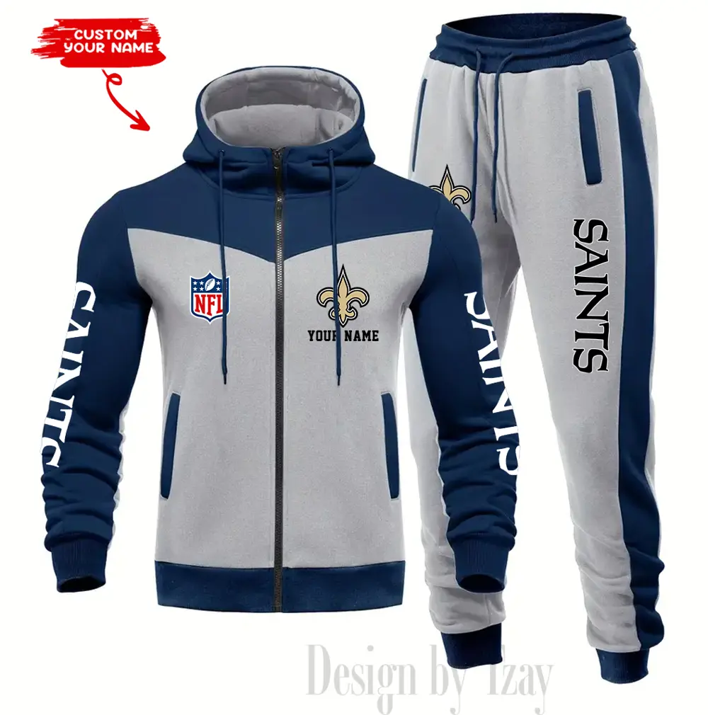New Orleans Saints Customized Drawstring Hooded Tracksuit AMCCLG000895 - Image 2