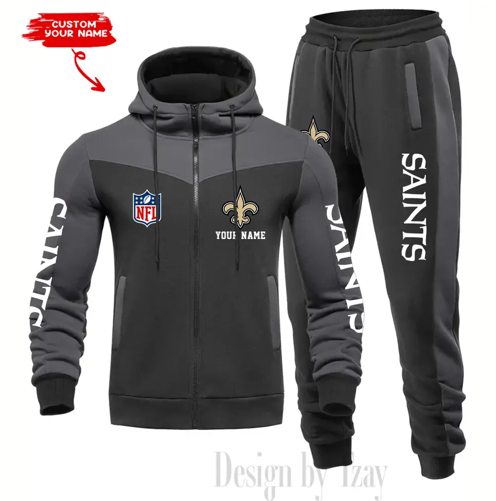 New Orleans Saints Customized Drawstring Hooded Tracksuit AMCCLG000895 - Image 3