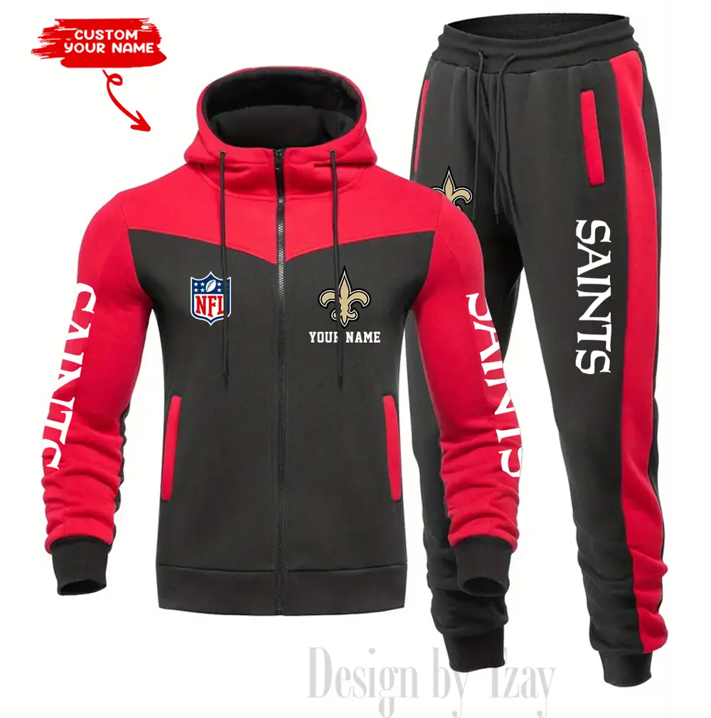 New Orleans Saints Customized Drawstring Hooded Tracksuit AMCCLG000895 - Image 5