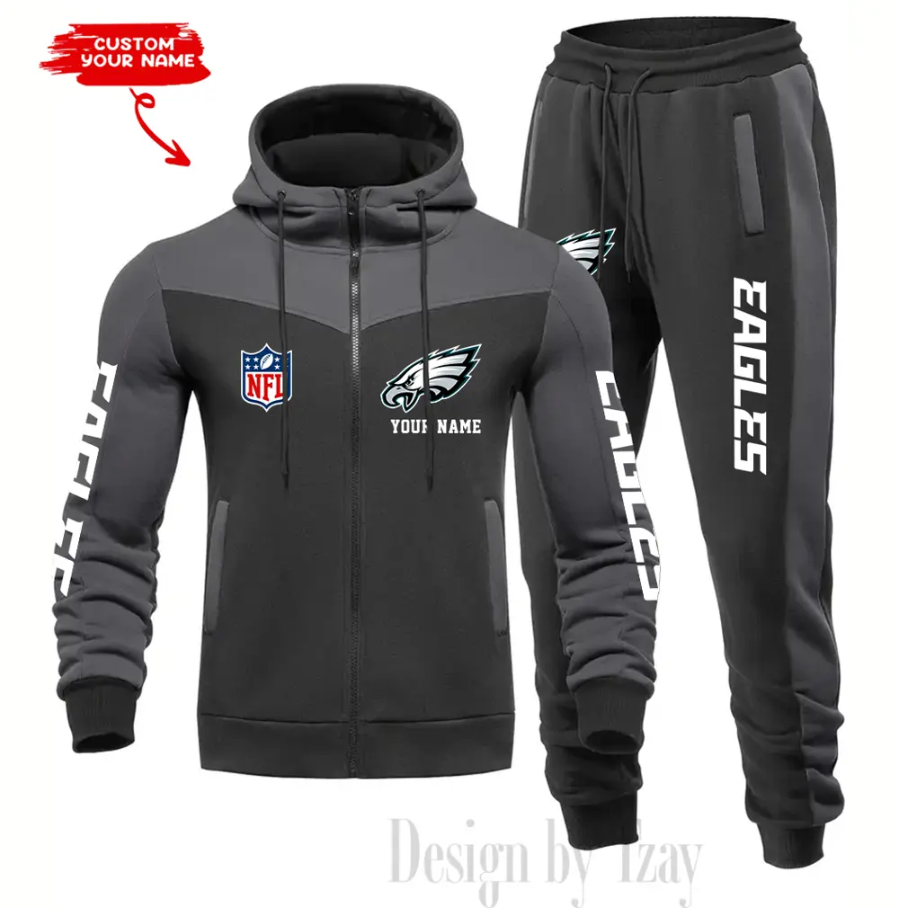Philadelphia Eagles Customized Drawstring Hooded Tracksuit AMCCLG000904 - Image 4