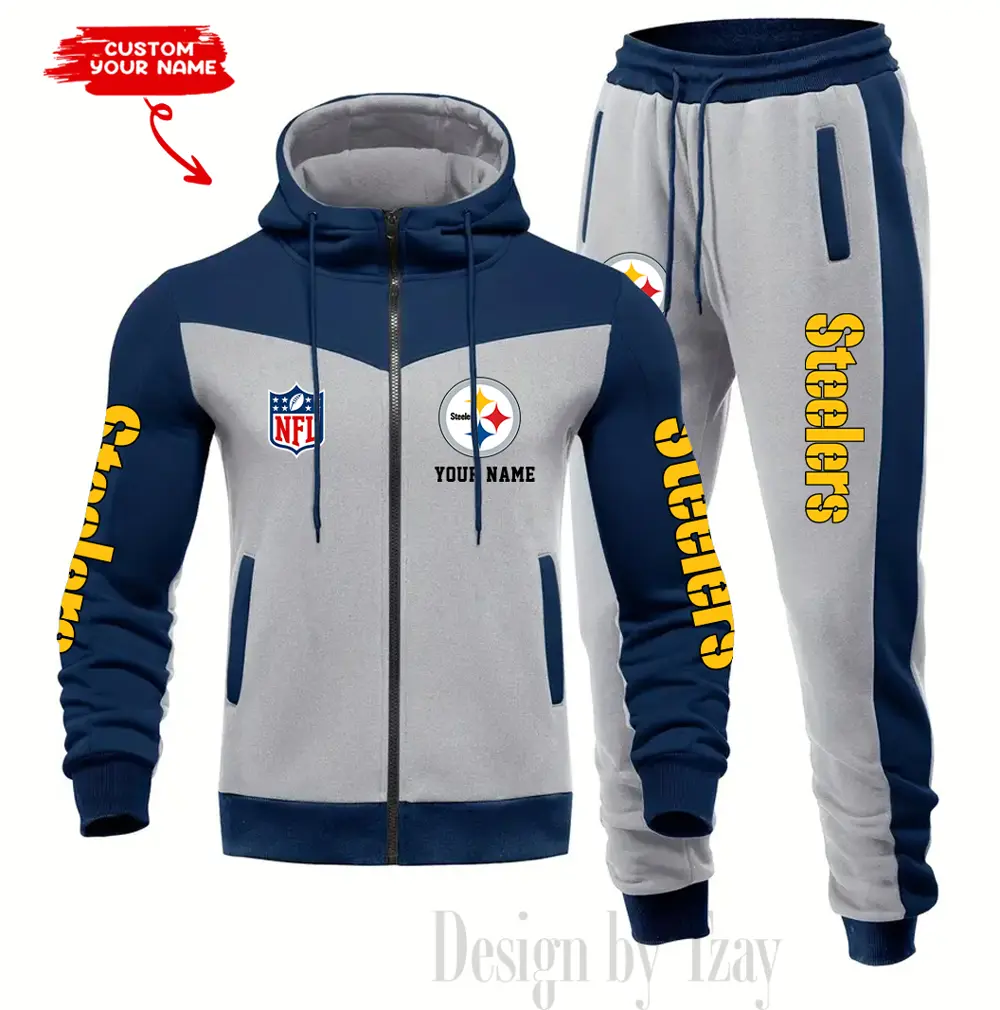 Pittsburgh Steelers Customized Drawstring Hooded Tracksuit AMCCLG000907