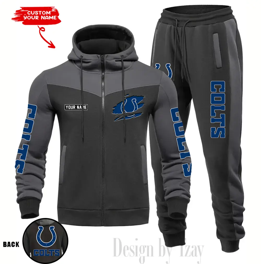 Indianapolis Colts Customized Drawstring Hooded Tracksuit AMCCLG000869 - Image 3