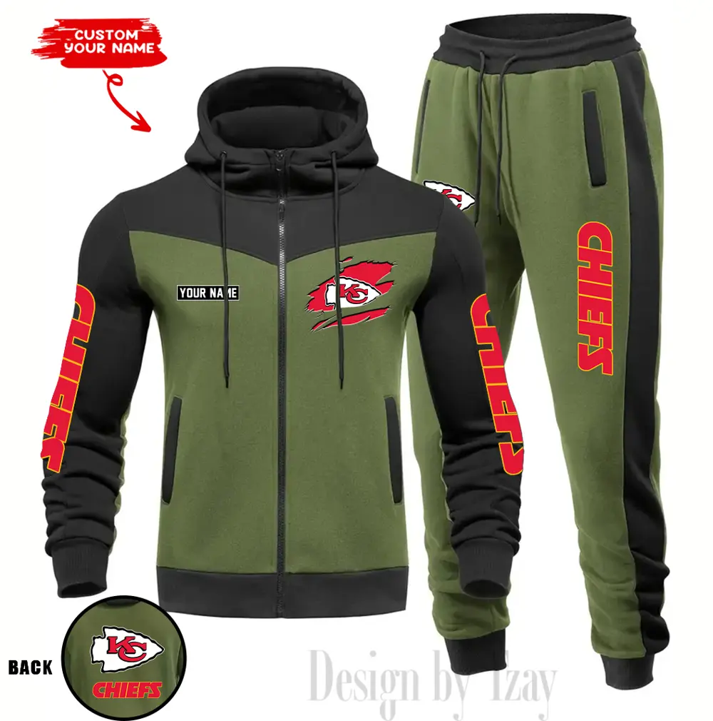 Kansas City Chiefs Customized Drawstring Hooded Tracksuit AMCCLG000875 - Image 3