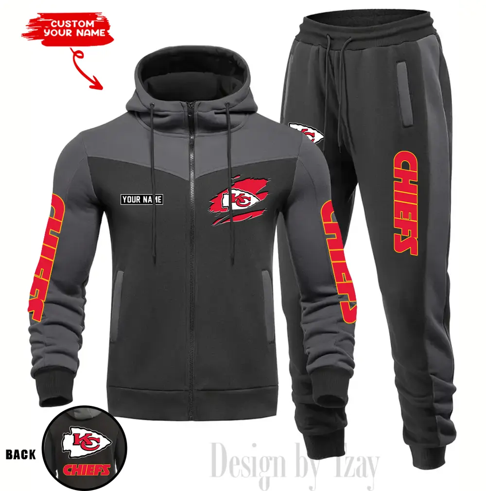 Kansas City Chiefs Customized Drawstring Hooded Tracksuit AMCCLG000875 - Image 4