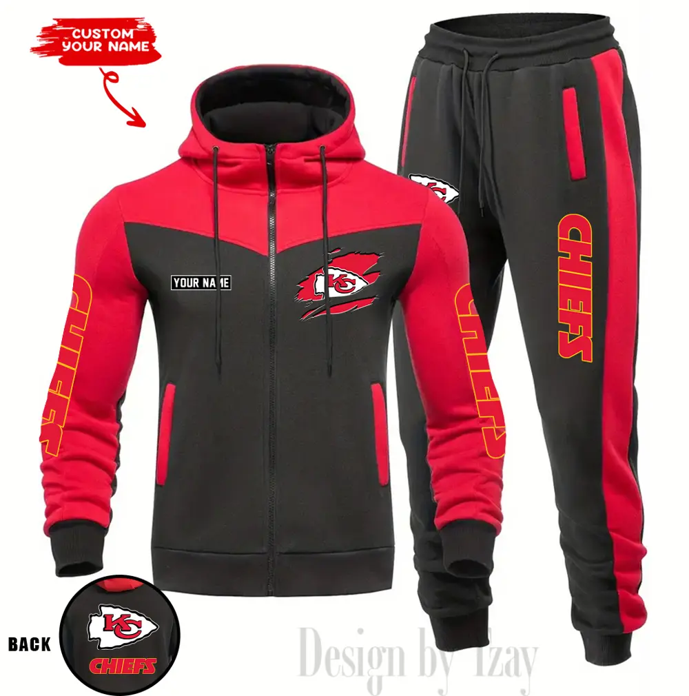 Kansas City Chiefs Customized Drawstring Hooded Tracksuit AMCCLG000875 - Image 5