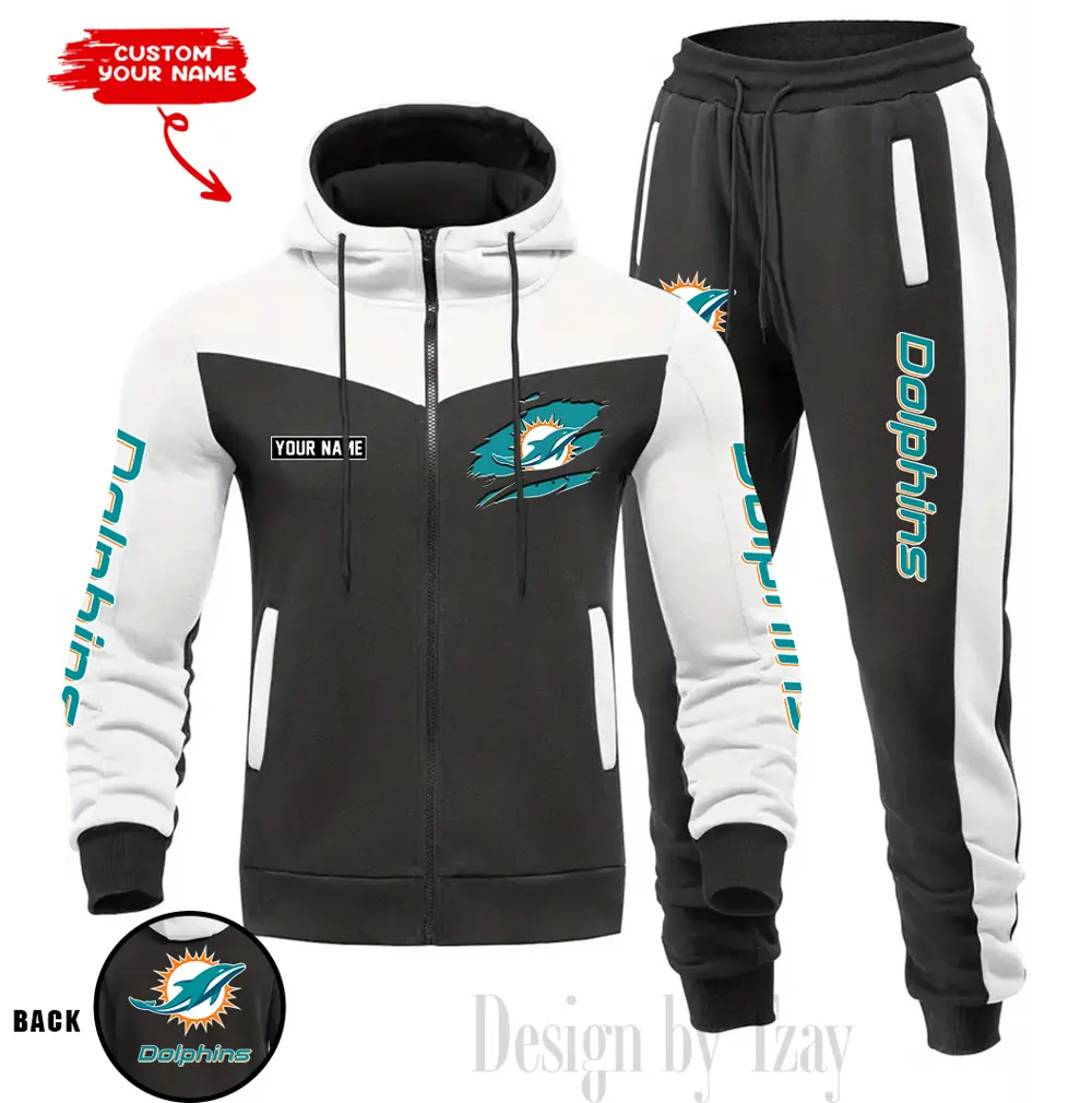 Miami Dolphins Customized Drawstring Hooded Tracksuit AMCCLG000887 - Image 2