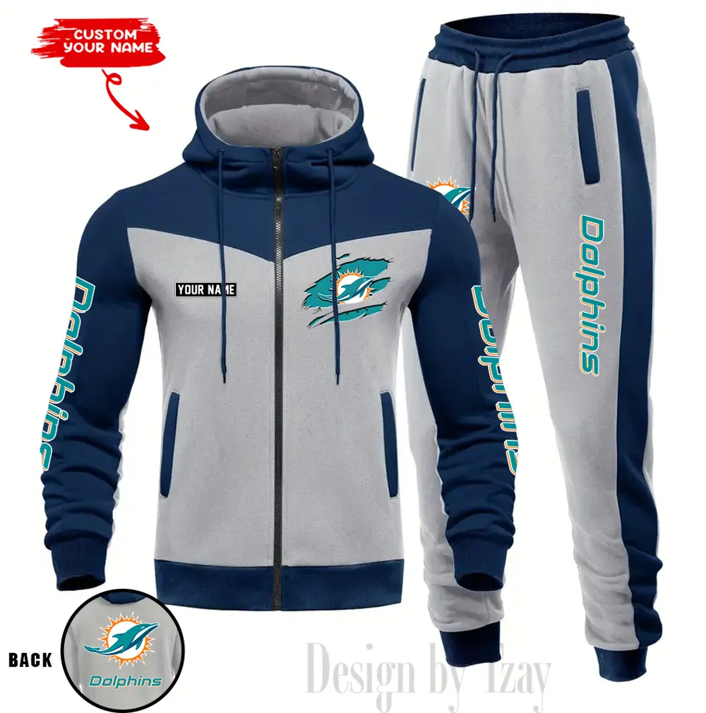 Miami Dolphins Customized Drawstring Hooded Tracksuit AMCCLG000887