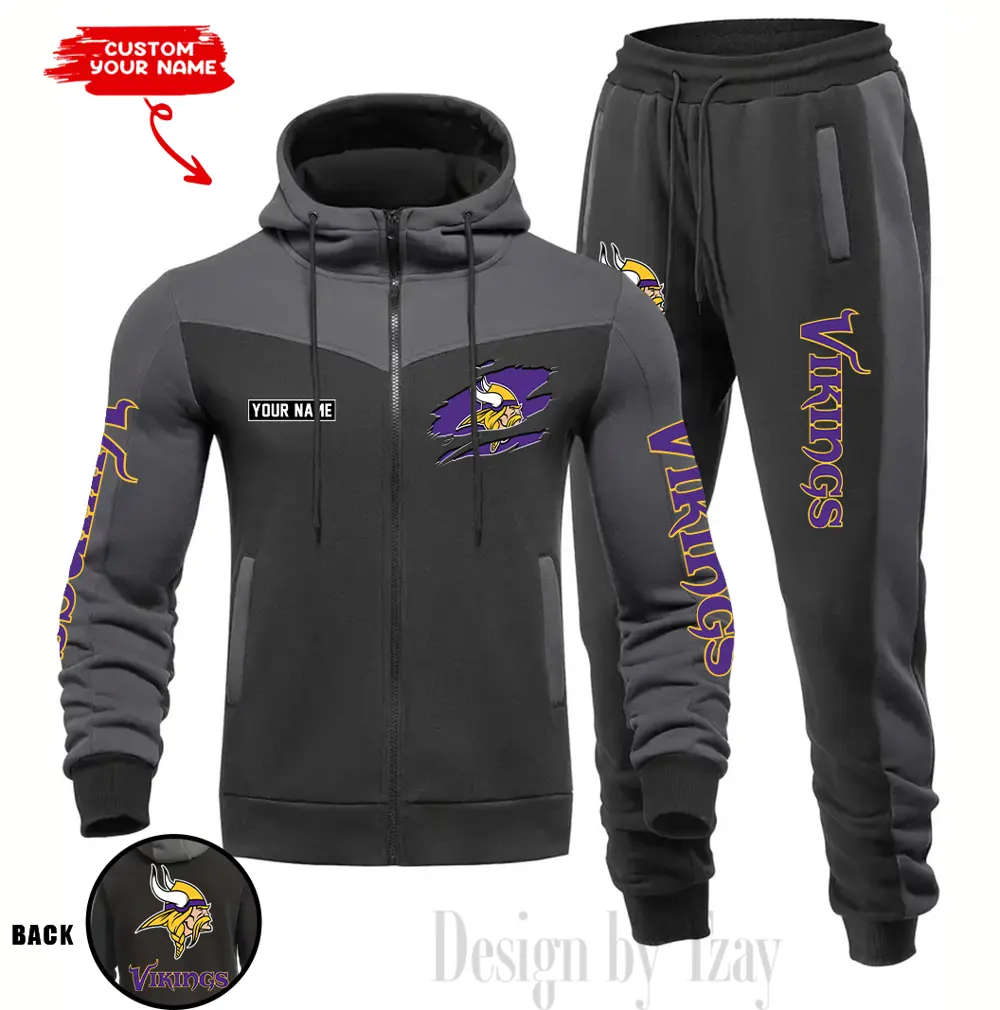 Minnesota Vikings Customized Drawstring Hooded Tracksuit AMCCLG000890