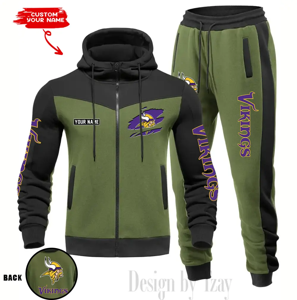 Minnesota Vikings Customized Drawstring Hooded Tracksuit AMCCLG000890 - Image 4