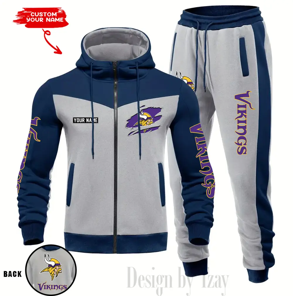 Minnesota Vikings Customized Drawstring Hooded Tracksuit AMCCLG000890 - Image 5
