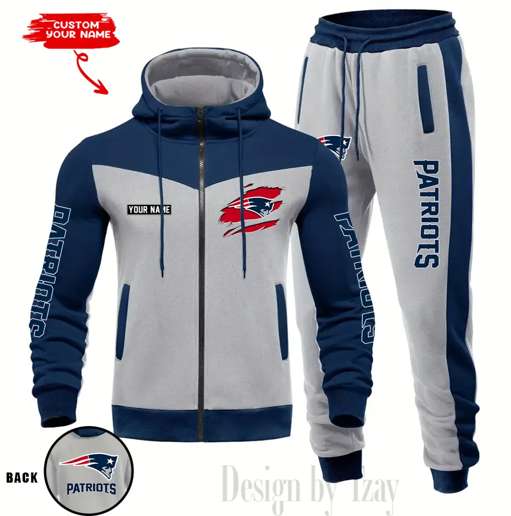 New England Patriots Customized Drawstring Hooded Tracksuit AMCCLG000893