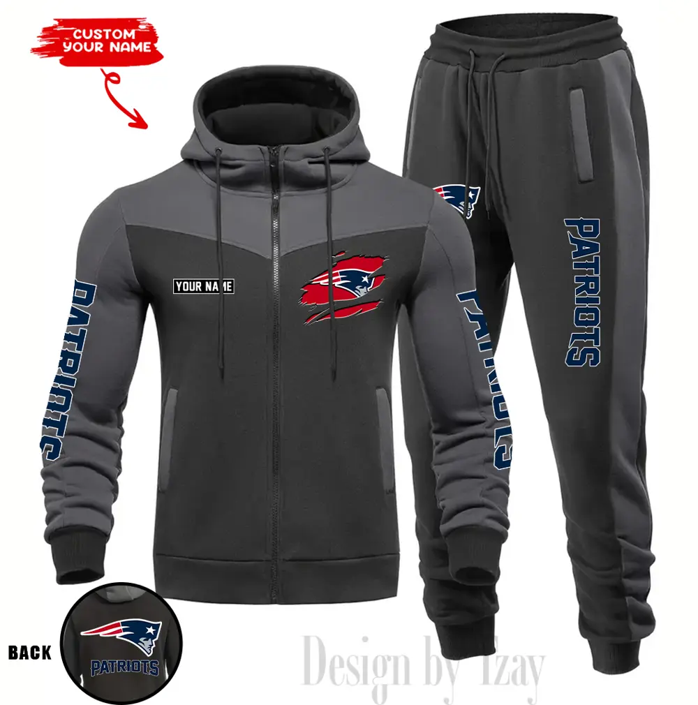 New England Patriots Customized Drawstring Hooded Tracksuit AMCCLG000893 - Image 3