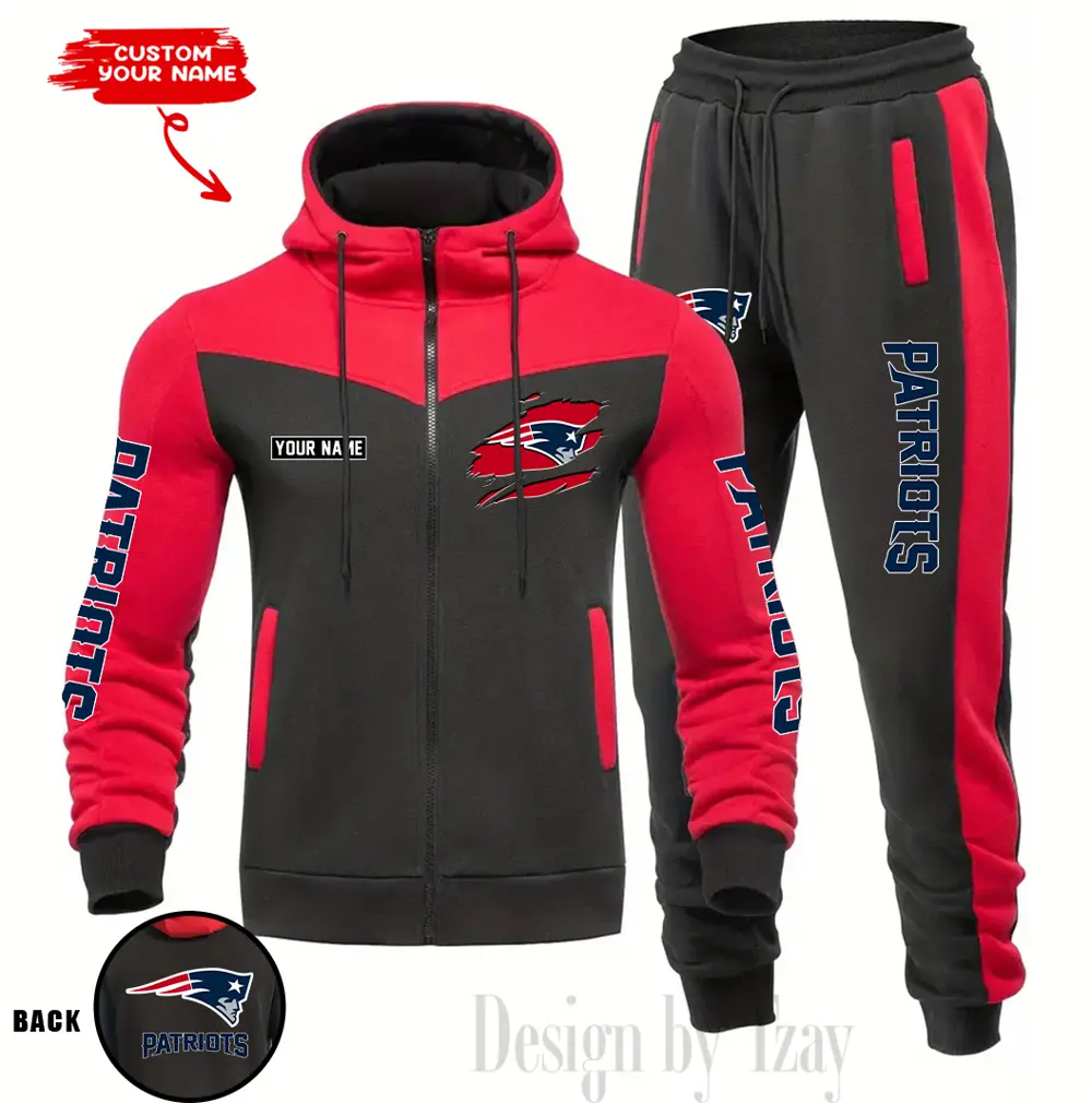New England Patriots Customized Drawstring Hooded Tracksuit AMCCLG000893 - Image 4