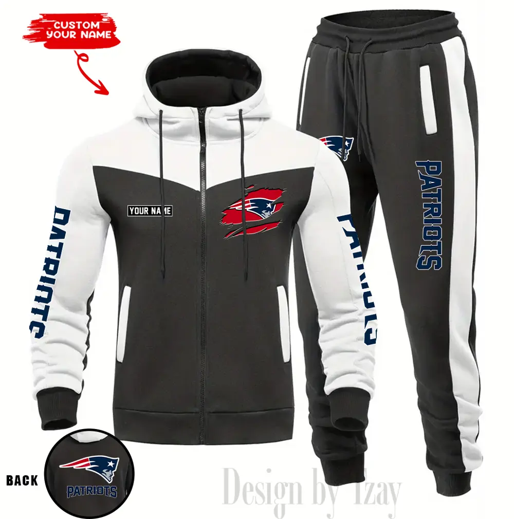 New England Patriots Customized Drawstring Hooded Tracksuit AMCCLG000893 - Image 5
