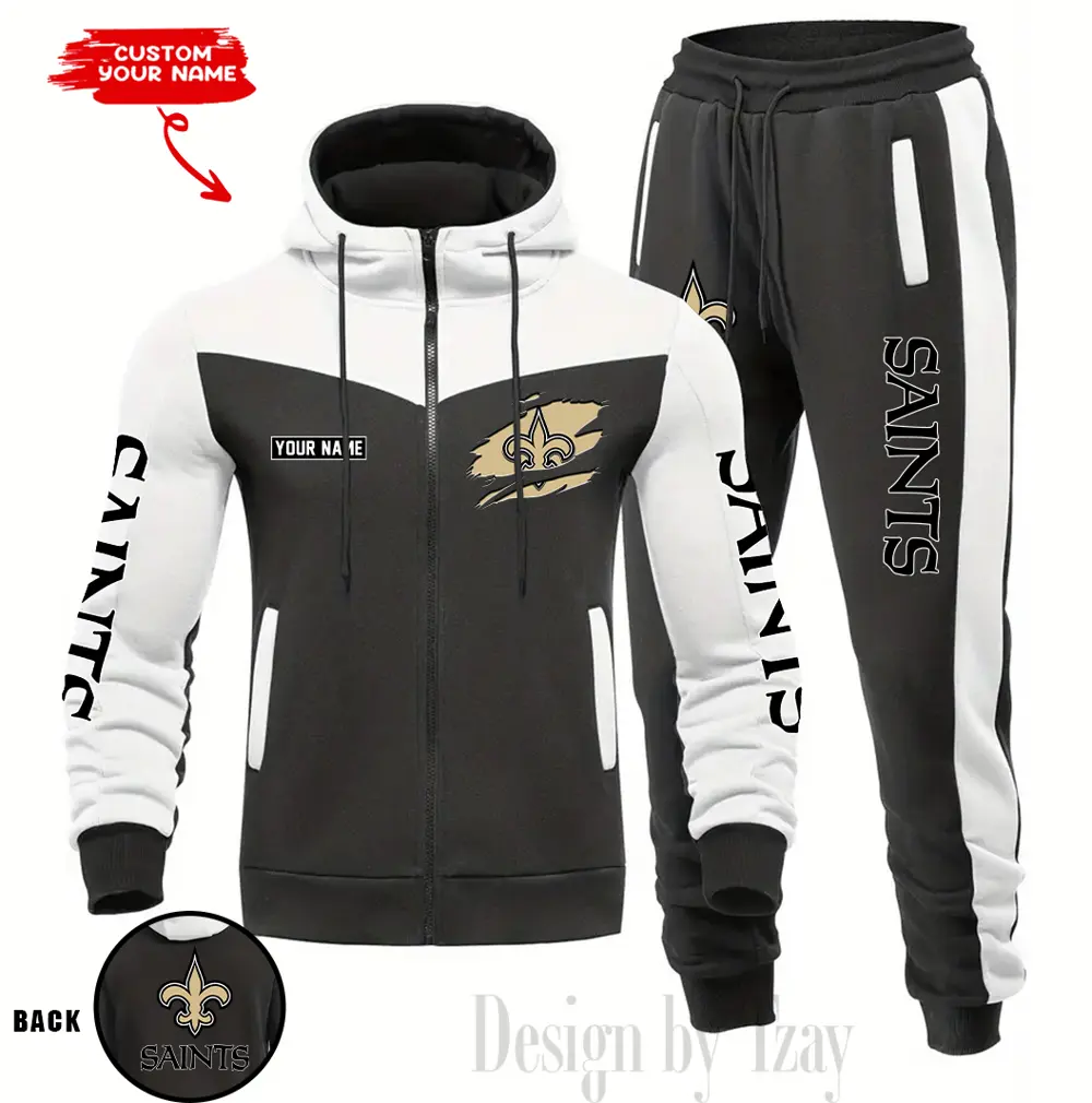 New Orleans Saints Customized Drawstring Hooded Tracksuit AMCCLG000896