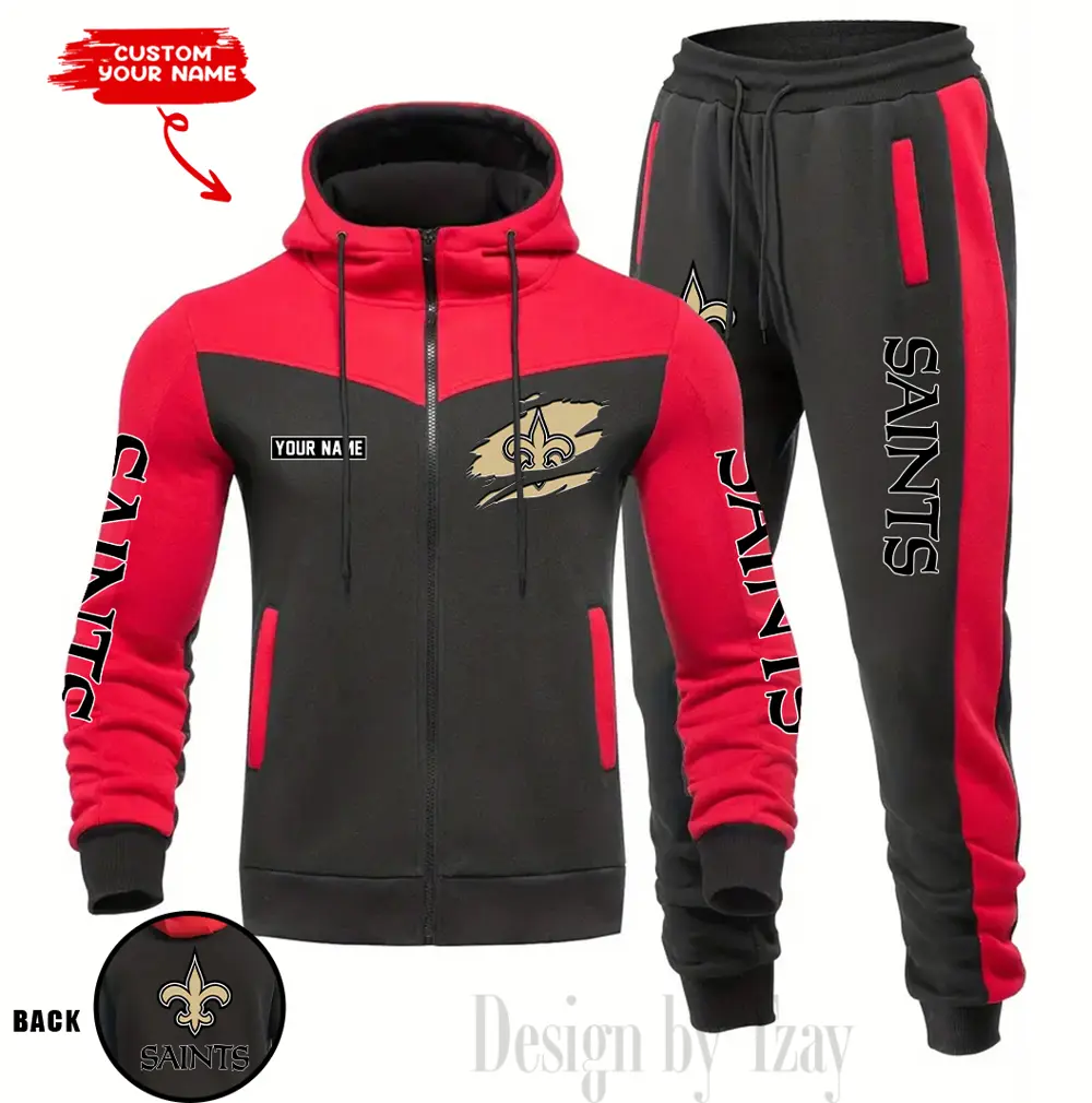 New Orleans Saints Customized Drawstring Hooded Tracksuit AMCCLG000896 - Image 2