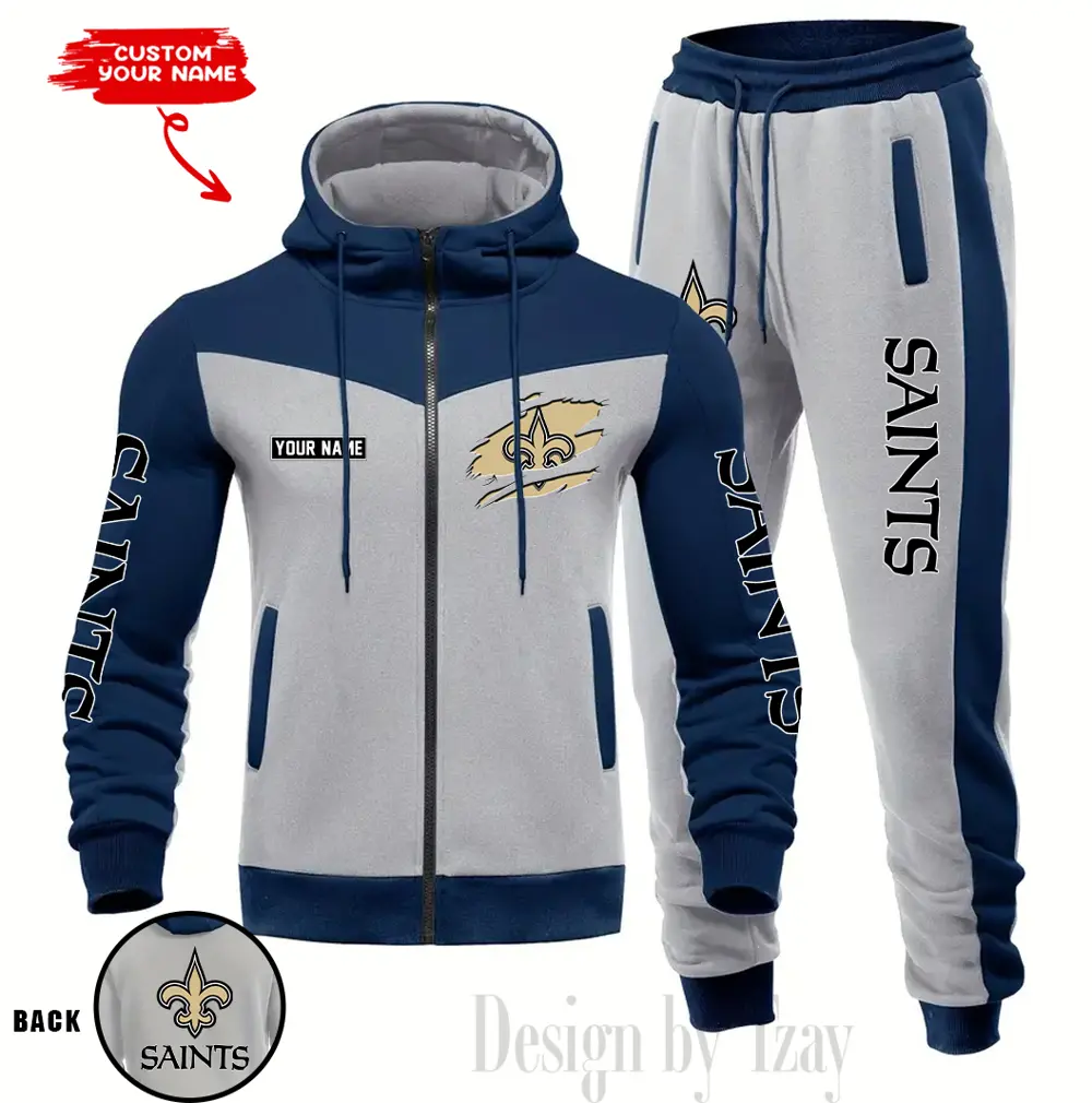 New Orleans Saints Customized Drawstring Hooded Tracksuit AMCCLG000896 - Image 5