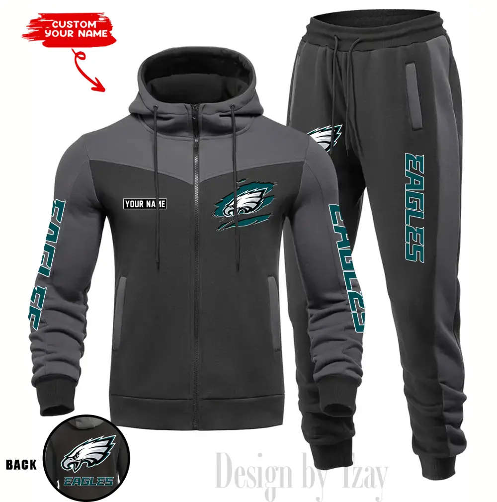 Philadelphia Eagles Customized Drawstring Hooded Tracksuit AMCCLG000905 - Image 4