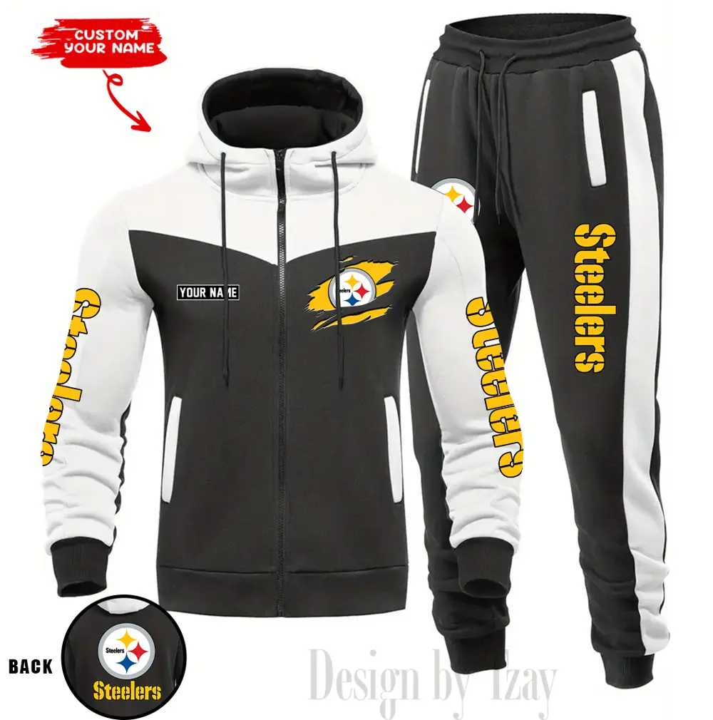 Pittsburgh Steelers Customized Drawstring Hooded Tracksuit AMCCLG000908