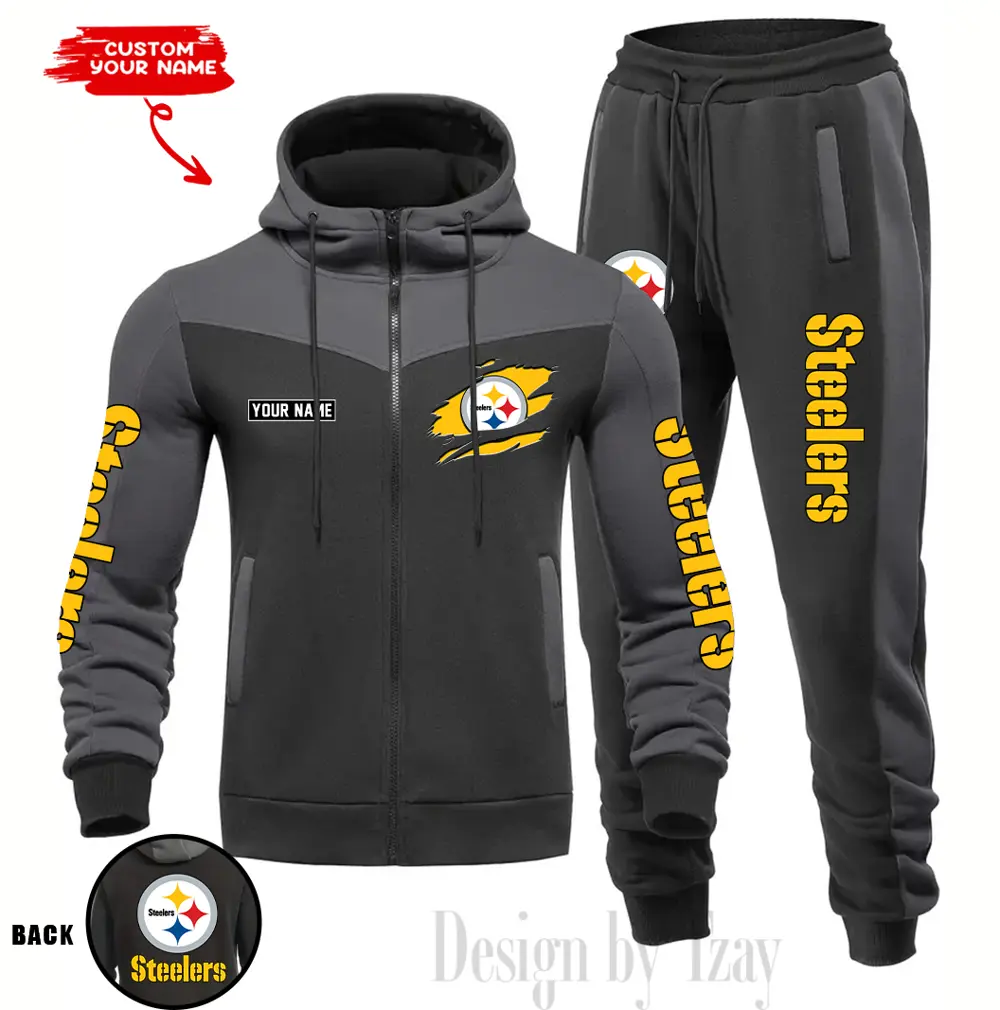Pittsburgh Steelers Customized Drawstring Hooded Tracksuit AMCCLG000908 - Image 3