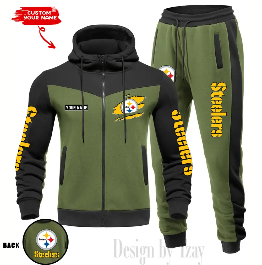 Pittsburgh Steelers Customized Drawstring Hooded Tracksuit AMCCLG000908 - Image 4