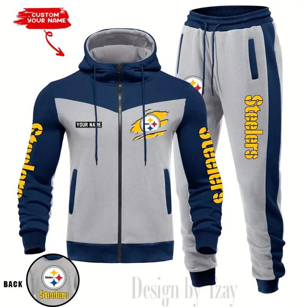 Pittsburgh Steelers Customized Drawstring Hooded Tracksuit AMCCLG000908 - Image 5