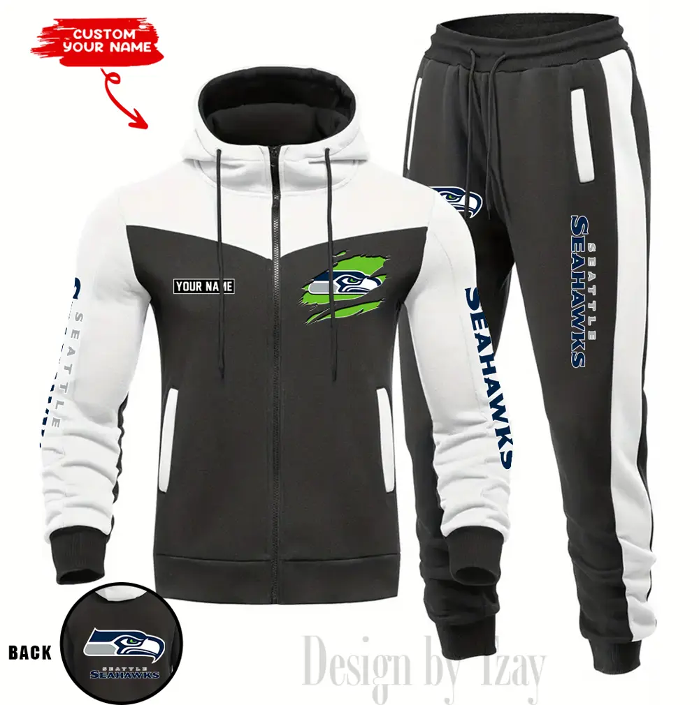 Seattle Seahawks Customized Drawstring Hooded Tracksuit AMCCLG000914 - Image 2